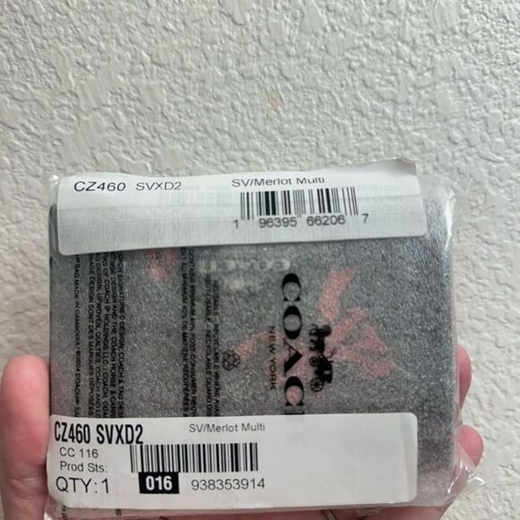 Coach Mini Skinny Id Case With Bow Print CZ460 NWT- Merlot Multi - Picture 3 of 4
